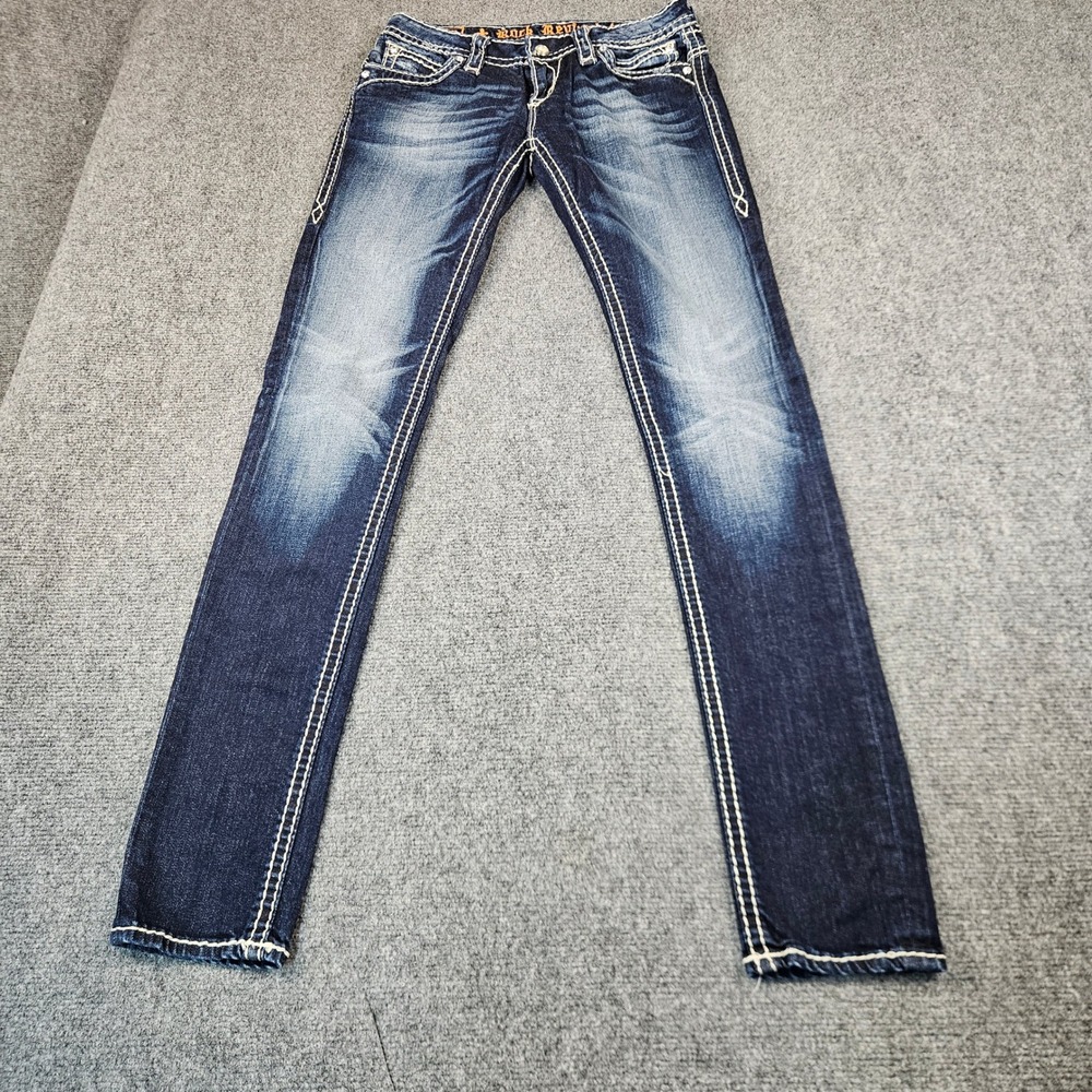 Rock Revival Johanna Skinny Jeans Buckle Exclusive Dark Wash Distressed 27